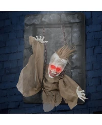 Halloween Hanging Animated Zombie Prisoner Decoration Glowing Eye Indoor Outdoor