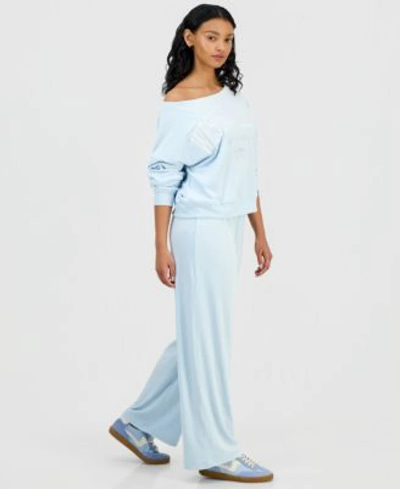 Grayson Threads The Label Juniors Nyc Velour Off The Shoulder Sweatshirt Joggers