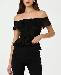Astr the Label Women's Off-The-Shoulder Lace Ruffle Top