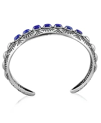 American West Jewelry Sterling Silver Lapis Gemstone Textured Cuff Bracelet