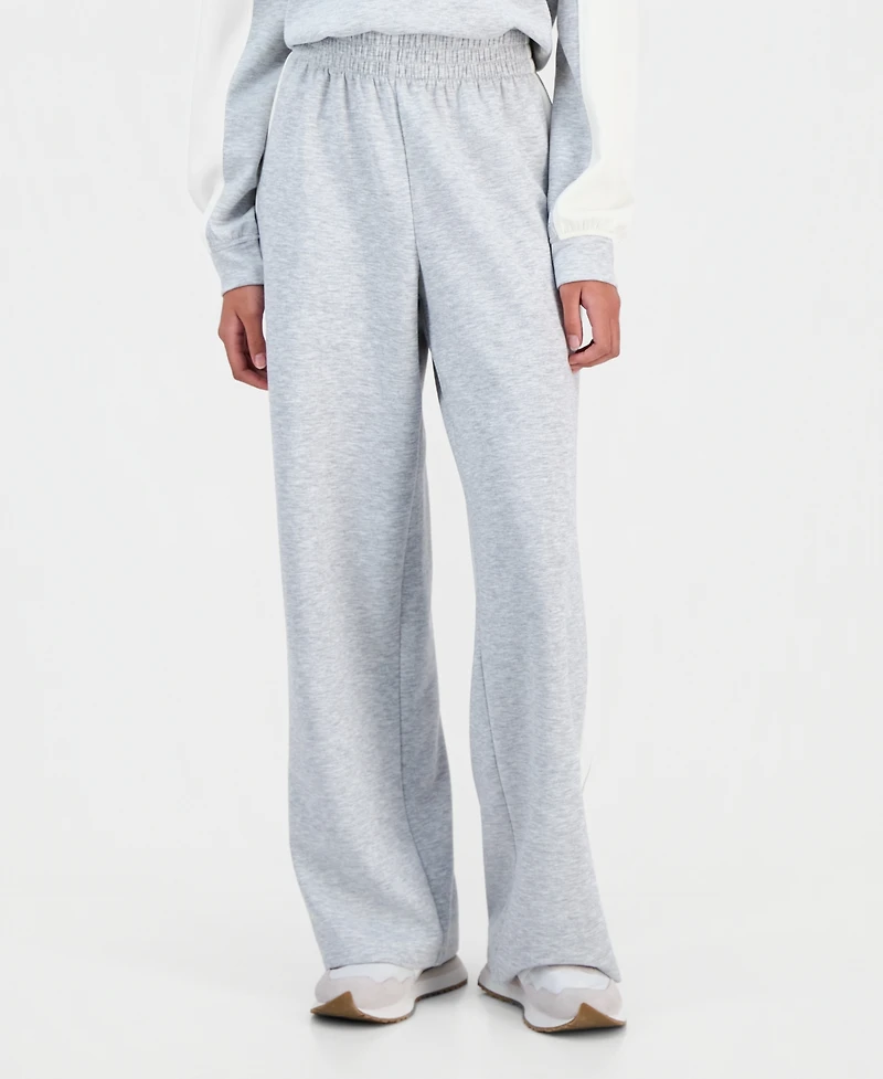 Tinseltown Juniors' Printed High-Rise Side-Stripe Scuba Pants