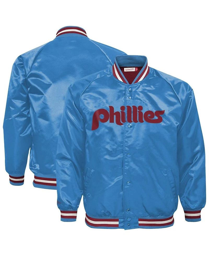 Mitchell & Ness Big Boys and Girls Light Blue Philadelphia Phillies Cooperstown Collection Raglan Satin Full-Snap Jacket