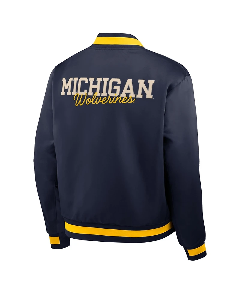 Nike Men's Navy Michigan Wolverines Legacy Full-Snap Bomber Jacket