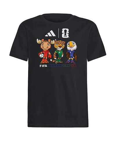 Adidas Big Boys and Girls Black Fifa World Cup Gear 2026 Mascot T-Shirt