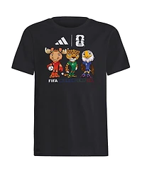 Adidas Big Boys and Girls Black Fifa World Cup Gear 2026 Mascot T-Shirt