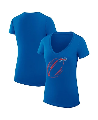 G-iii 4Her by Carl Banks Women's Royal Buffalo Bills Super-Slim Fit Lightweight Subtle Football V-Neck T-Shirt