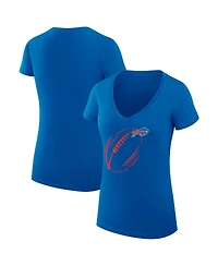 G-iii 4Her by Carl Banks Women's Royal Buffalo Bills Super-Slim Fit Lightweight Subtle Football V-Neck T-Shirt