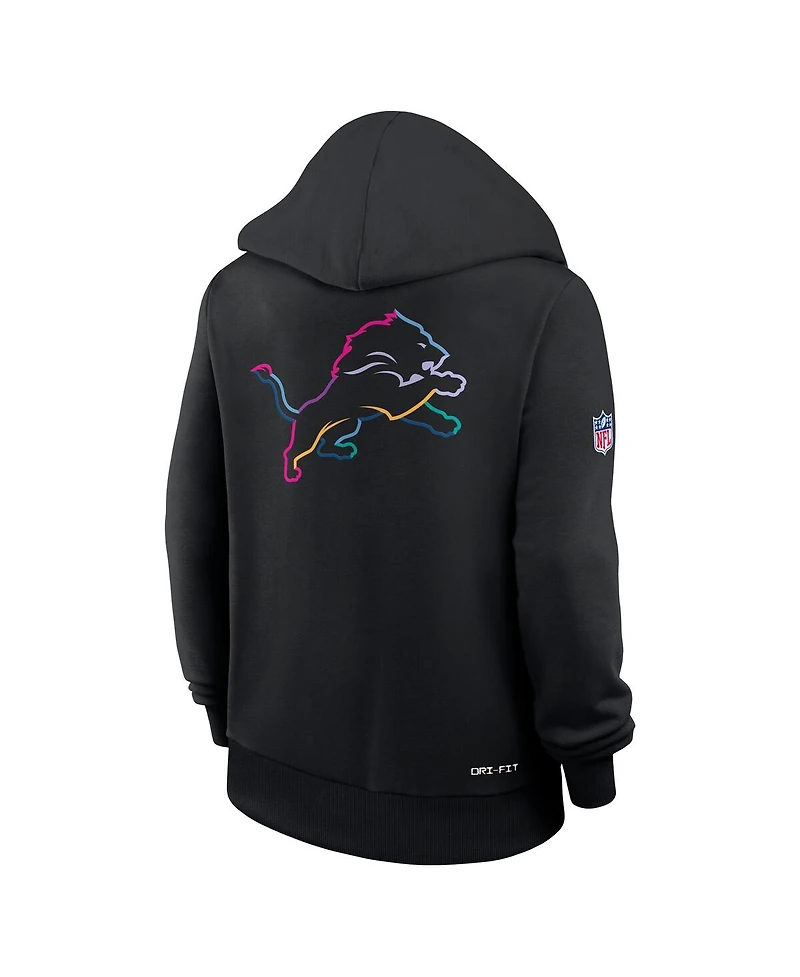 Nike Women's Black Detroit Lions 2025 Nfl Crucial Catch Sideline Standard Issue Dri-fit Hoodie