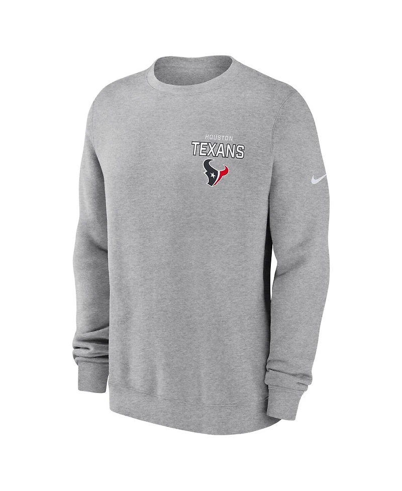 Nike Men's Heather Gray Houston Texans Primetime Club Fleece Pullover Sweatshirt