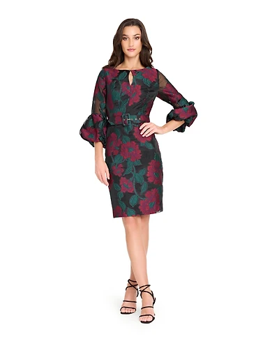 Tahari Asl Women's Belted Slim Puff Cuffs Dress