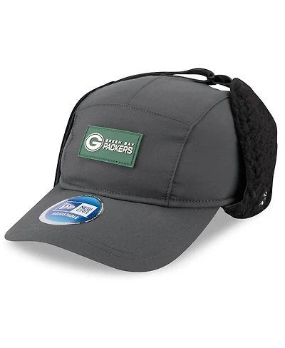 New Era Men's Charcoal Green Bay Packers 2025 Sideline Cold Weather Runner Dog Ear Adjustable Hat