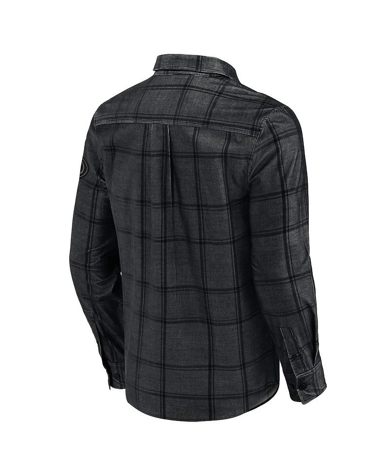 Darius Rucker Collection by Fanatics Men's Black San Francisco 49ers Micro Corduroy Plaid Button Up Shirt
