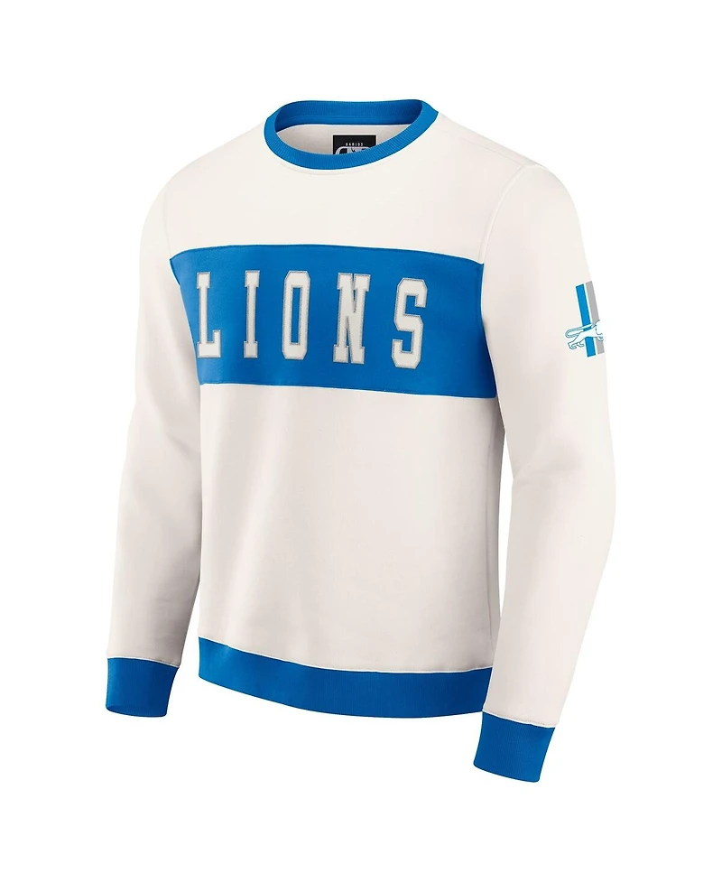 Darius Rucker Collection by Fanatics Men's Cream Detroit Lions Color Block Crewneck Sweatshirt