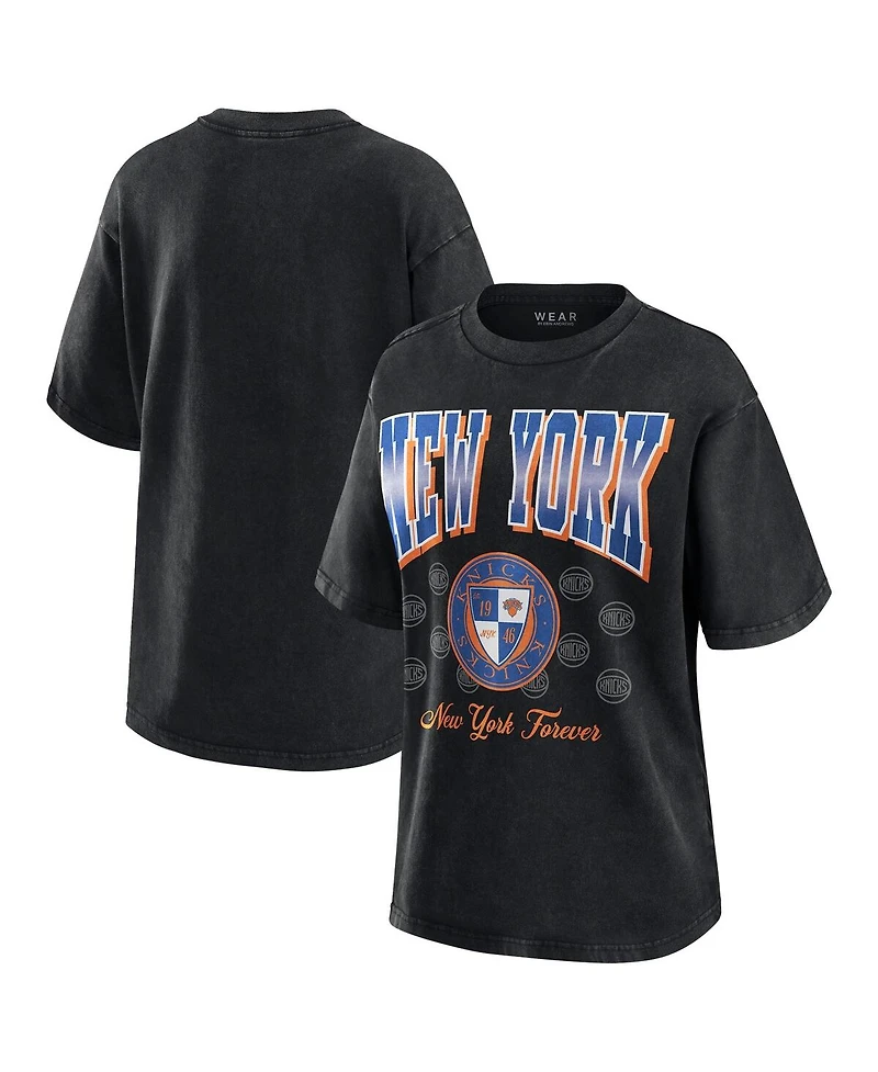 Wear by Erin Andrews Women's Black New York Knicks Oversized Boyfriend T-Shirt