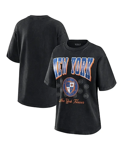 Wear by Erin Andrews Women's Black New York Knicks Oversized Boyfriend T-Shirt
