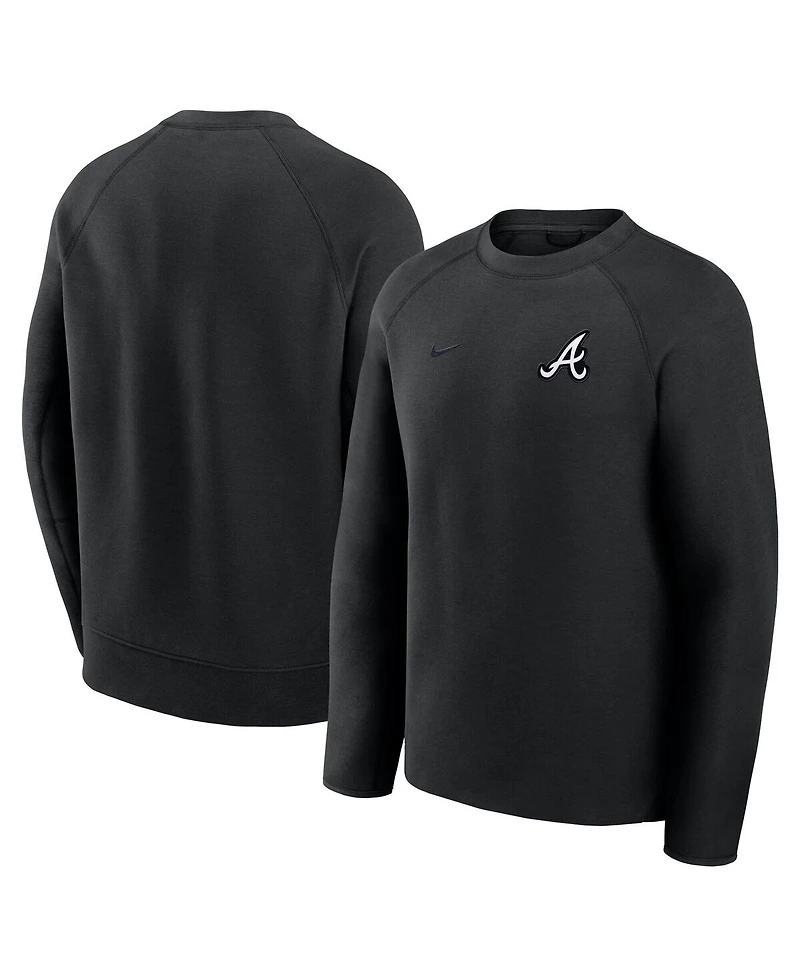 Nike Men's Black Atlanta Braves Tech Fleece Raglan Sweatshirt