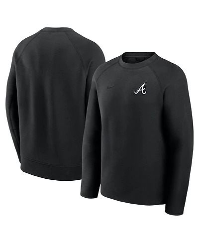 Nike Men's Black Atlanta Braves Tech Fleece Raglan Sweatshirt