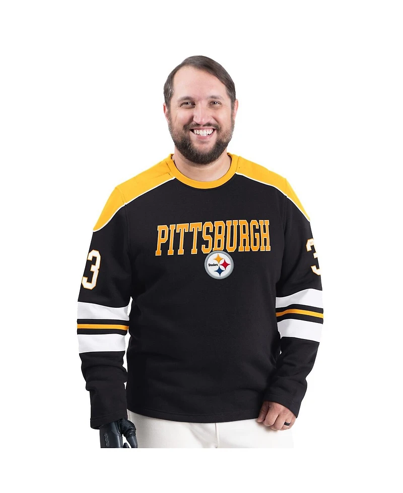 G-iii Sports by Carl Banks Men's Black Pittsburgh Steelers Adaptive Lord Stanley Crewneck Sweatshirt