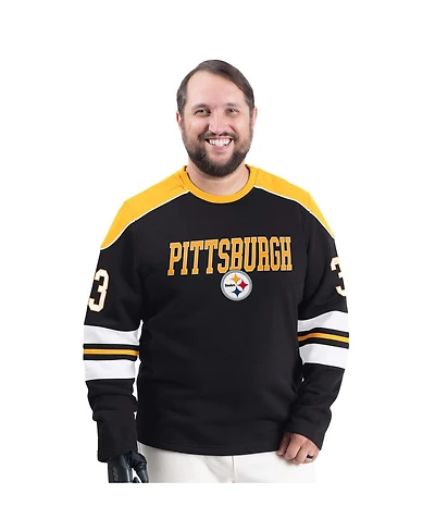 G-iii Sports by Carl Banks Men's Black Pittsburgh Steelers Adaptive Lord Stanley Crewneck Sweatshirt
