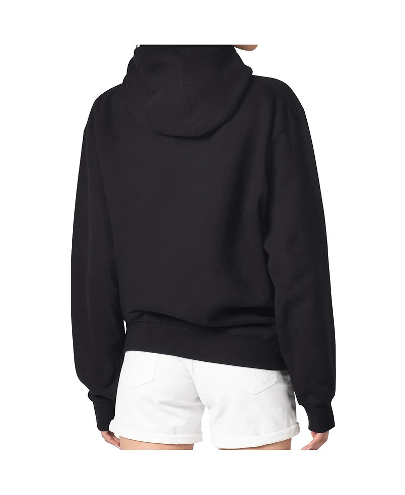G-iii 4Her by Carl Banks Women's Black New England Patriots Metallic Print Football Sketch Fleece Pullover Hoodie