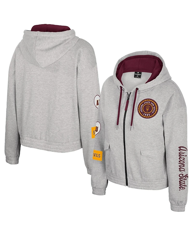 Colosseum Women's Gray Arizona State Sun Devils Alfie Full-Zip Hoodie Jacket