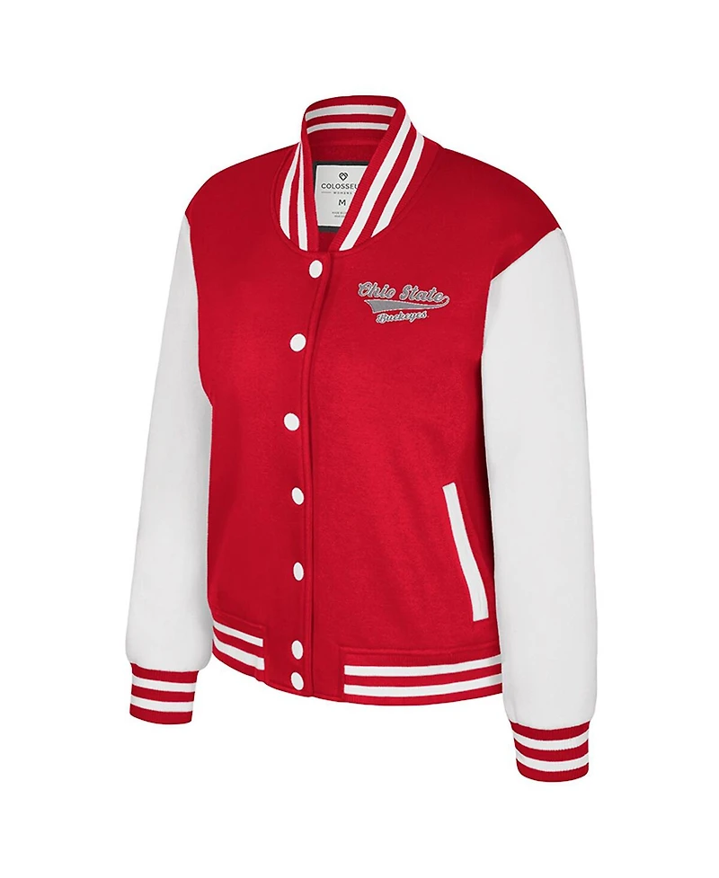 Colosseum Women's Scarlet Ohio State Buckeyes French Baguette Full Snap Fleece Jacket