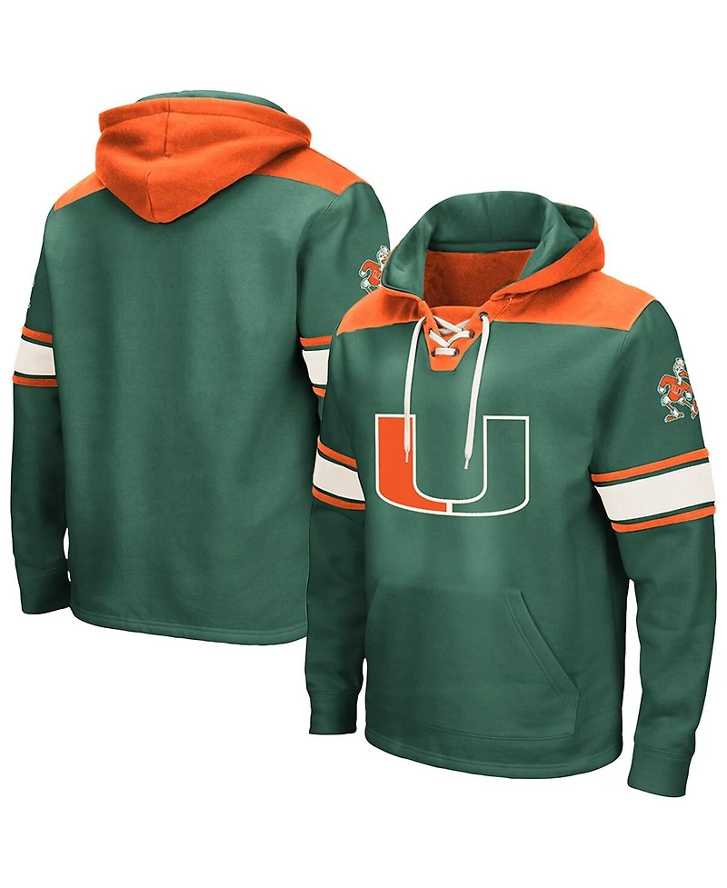 Colosseum Men's Green Miami Hurricanes 2.0 Lace-Up Hoodie
