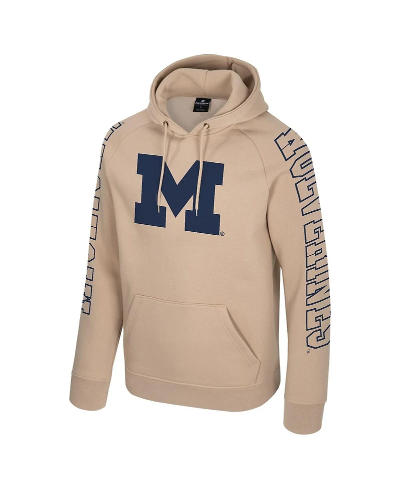 Colosseum Men's Tan Michigan Wolverines Big Break Raglan Hoodie