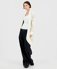 Hippie Rose Juniors' Open-Front Eyelash Cardigan