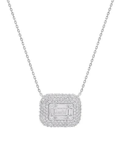 Macy's Round (0.53 ct. t.w.) and Baguette (0.47 ct. t.w.) Diamond Pendant Necklace in 14K White Gold