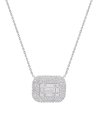 Macy's Round (0.53 ct. t.w.) and Baguette (0.47 ct. t.w.) Diamond Pendant Necklace in 14K White Gold