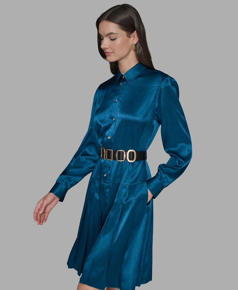 Karl Lagerfeld Paris Women's Collared Belted Shirt Dress