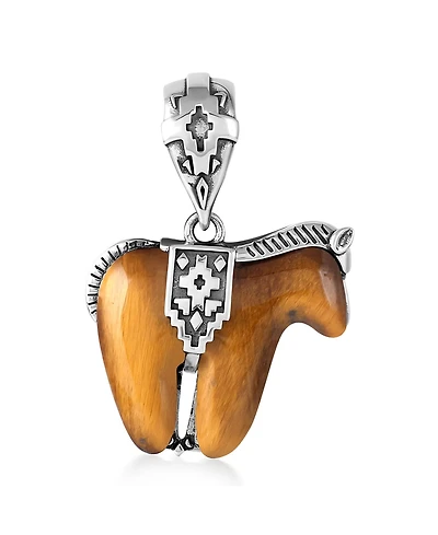 American West Jewelry Sterling Silver Tiger's Eye Horse Pendant Enhancer