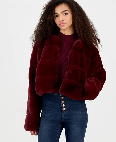 Blank Nyc Women's Faux Fur Collarless Long-Sleeve Jacket