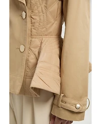Karen Millen Women's Quilted Padded Peplum Short Trench Coat