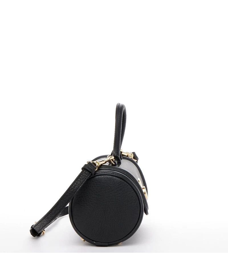 Susu Women's Top Handle Leather Crossbody Bag Convertible Cylinder Shoulder & Evening Purse with Gold Hardware and Detachable strap