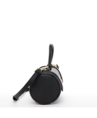 Susu Women's Top Handle Leather Crossbody Bag Convertible Cylinder Shoulder & Evening Purse with Gold Hardware and Detachable strap