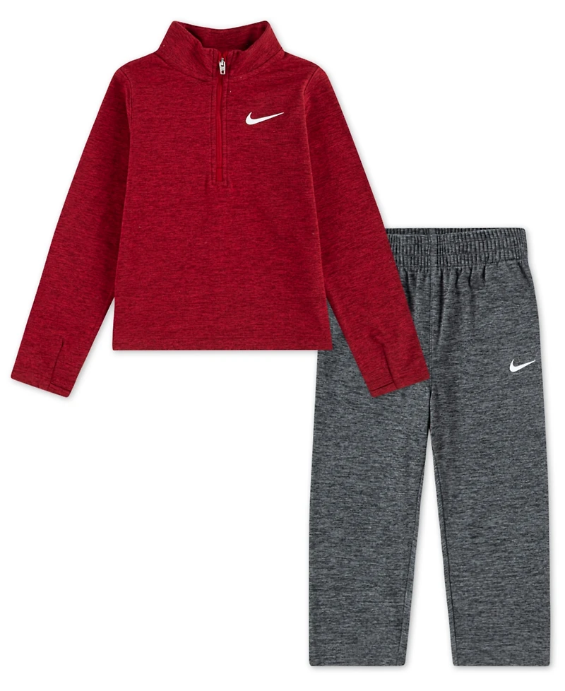 Nike Boys Toddler 2T-4T 2-Piece Quarter-Zip Sunset T-Shirt and Pants Set