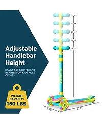 Lifemaster 3-Wheel Kids Scooter with Multi-Color Lights on Deck & Wheels – 5-Height Handlebar, Wide Anti-Slip Deck, Child Safety Certified, Boys & Gir