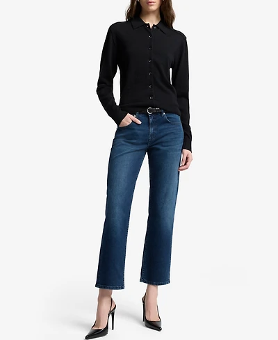 7 For All Mankind Women's Calie Straight Leg Ankle Jeans