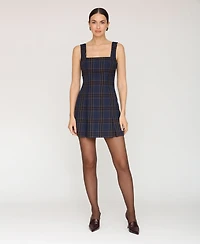 Avec Les Filles Women's Sleeveless Plaid Mini Dress
