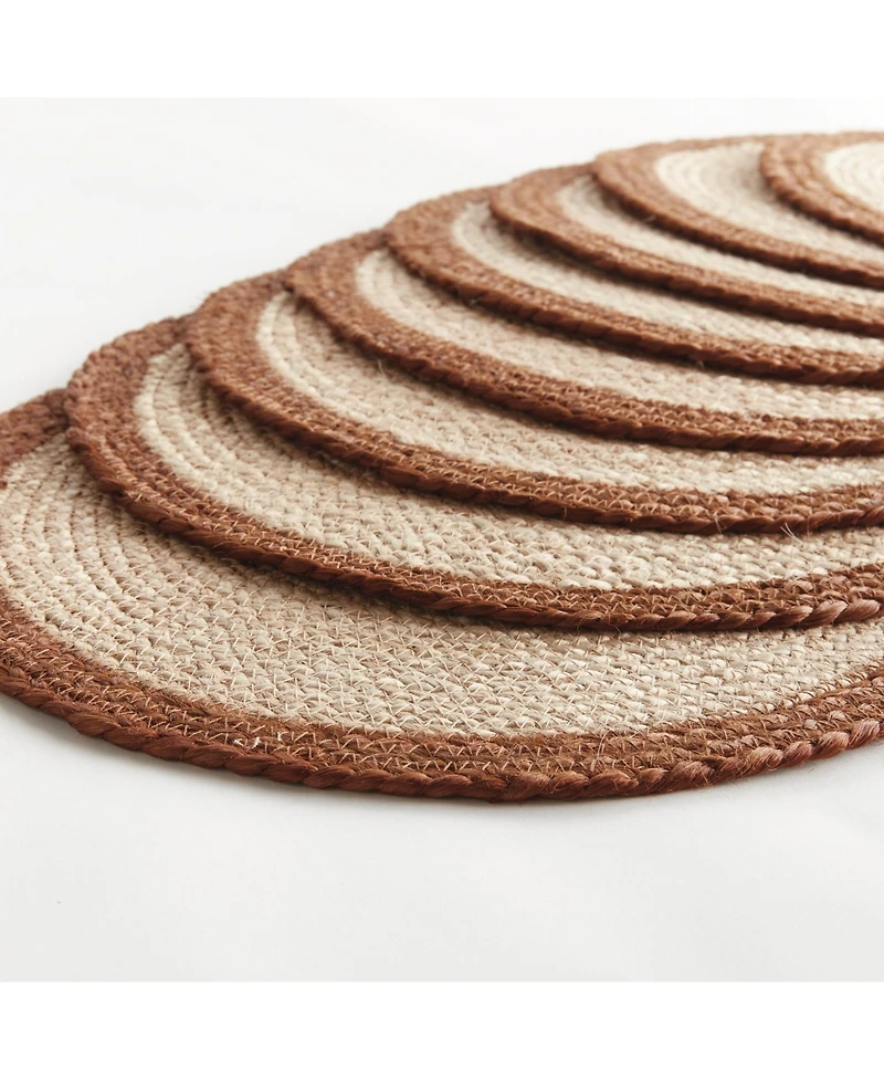 Napa Home & Garden Jute Coil Round Placemats, Set of 8 - Natural/Rust
