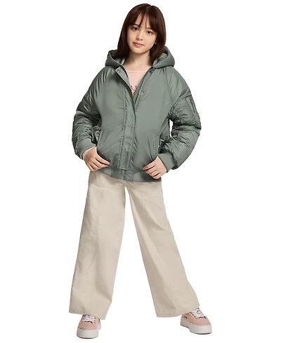 Calvin Klein Girls 7-16 Hooded Long Sleeve Bomber Jacket