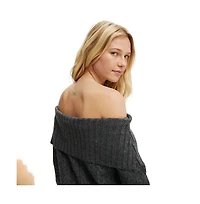 Cotton On Women's Fluffy Cable Off Shoulder Knit