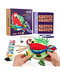 Wise Elk Okto Air-Dry Clay 3D Painting Kit – 3D Picture Macaw (11.4 x 11.4 in)