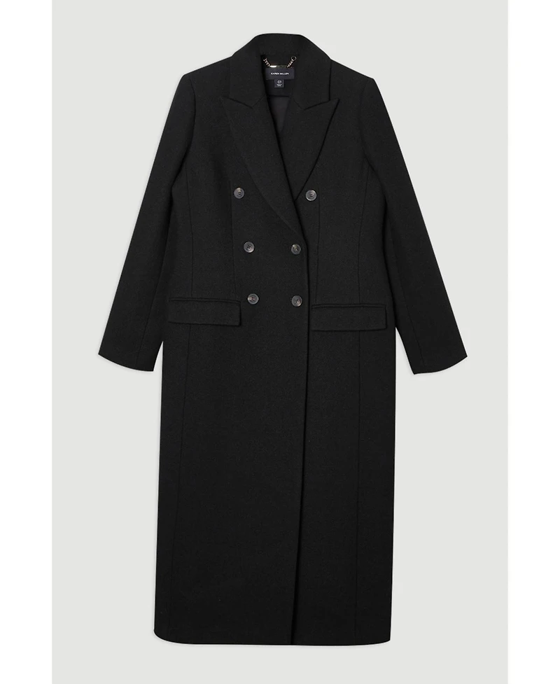 Karen Millen Women's Wool Double Breasted Tailored Midi Coat