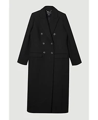 Karen Millen Women's Wool Double Breasted Tailored Midi Coat