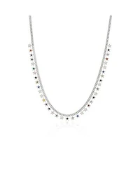 Rainbow Multiple Star Station Necklace Sterling Silver