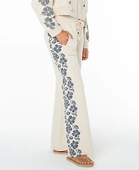 Roxy Juniors' Fringing Reefs Graphic Wide-Leg Sweatpants