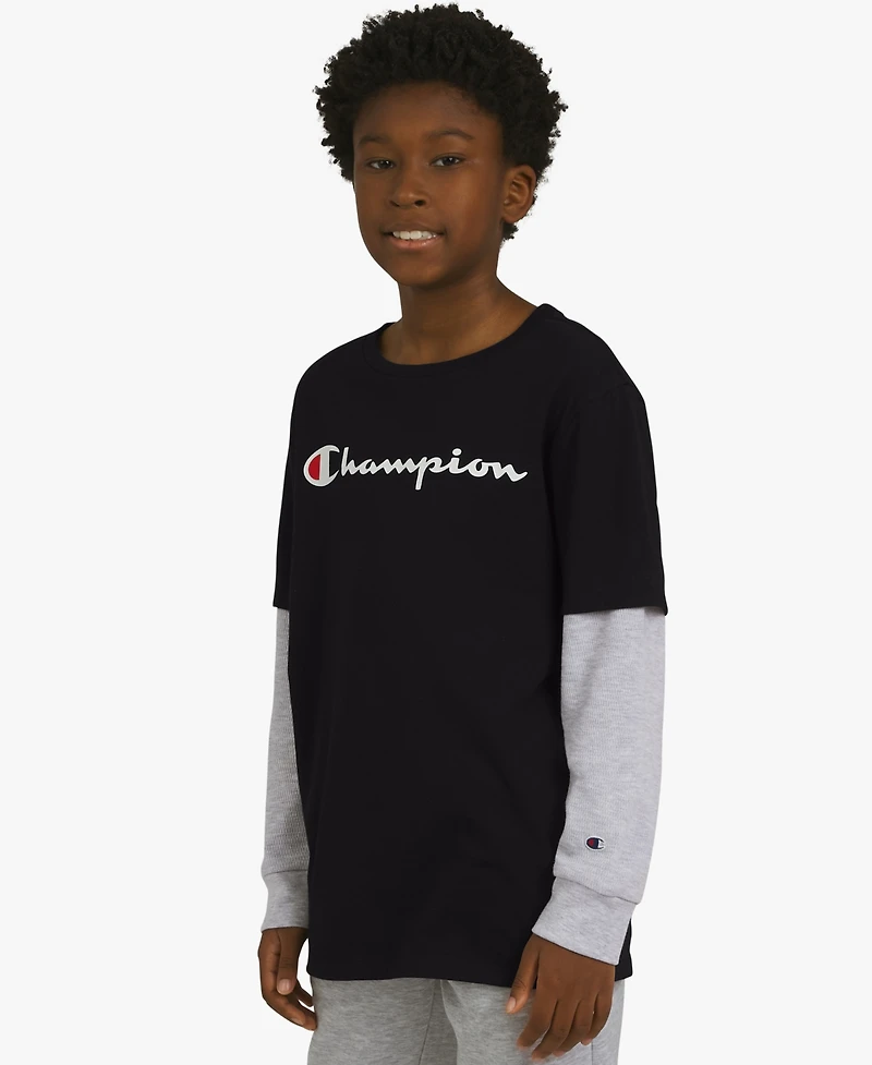 Champion Boys 8-20 Layered-Look Logo Graphic Crewneck T-Shirt